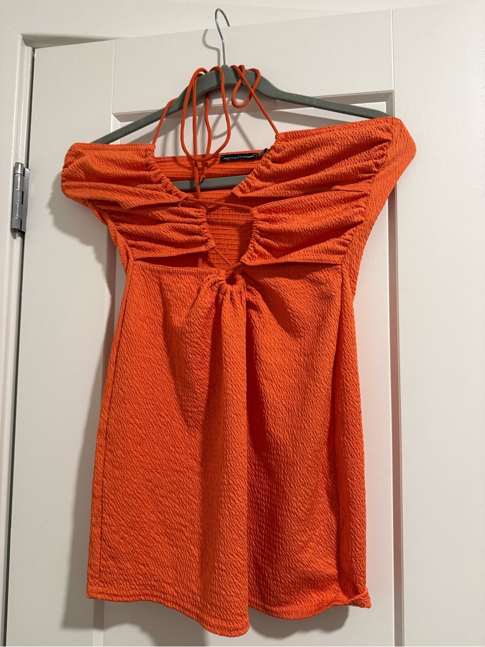 PrettyLittleThing Orange Necktie Front Mini Dress